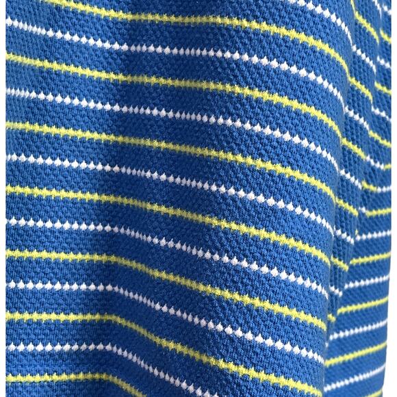 Ladies Blue Summer Knit Tank Top White & Yellow Stripes Contrasting Yellow Trim - Picture 9 of 13